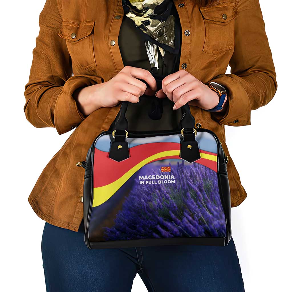 Macedonia Shoulder Handbag with Lavender Field and Bloom Curve Design TS04