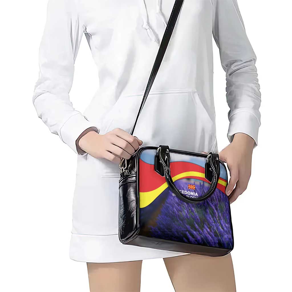 Macedonia Shoulder Handbag with Lavender Field and Bloom Curve Design TS04