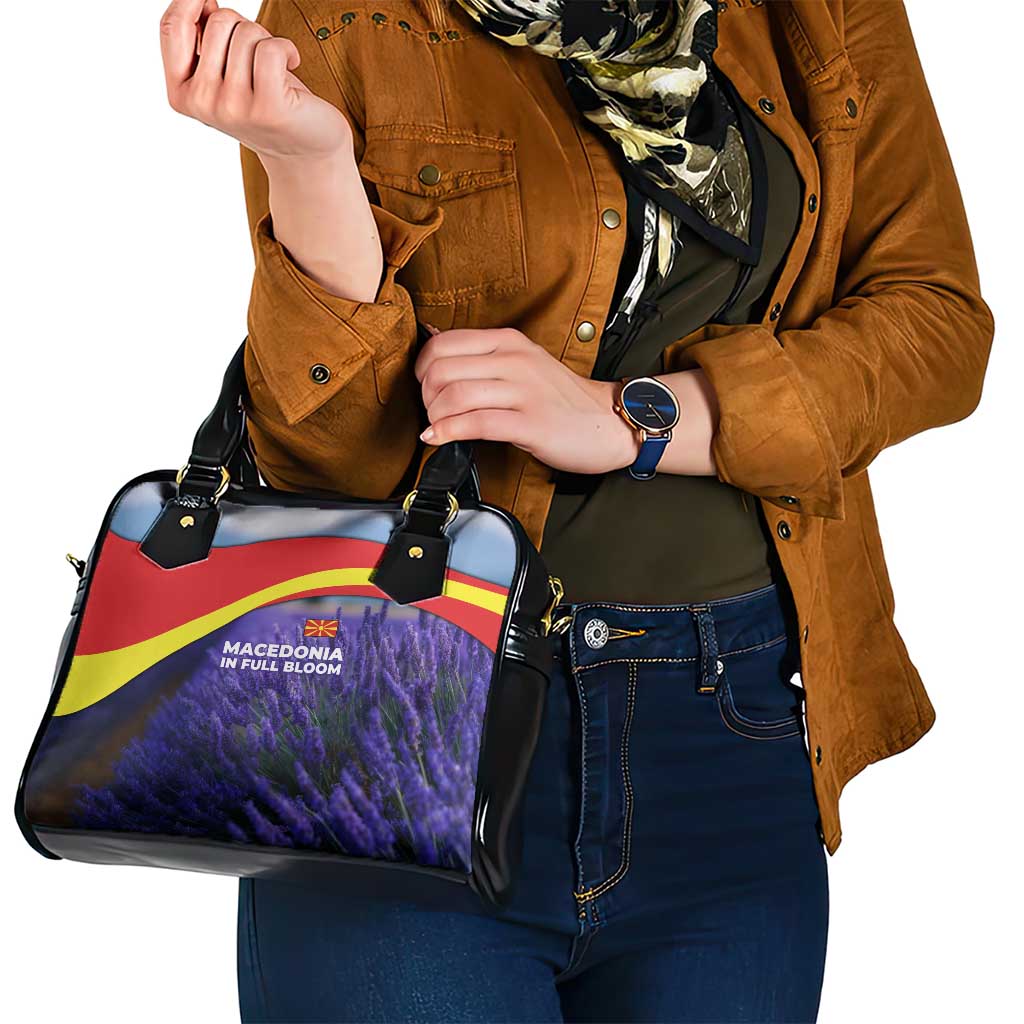Macedonia Shoulder Handbag with Lavender Field and Bloom Curve Design TS04