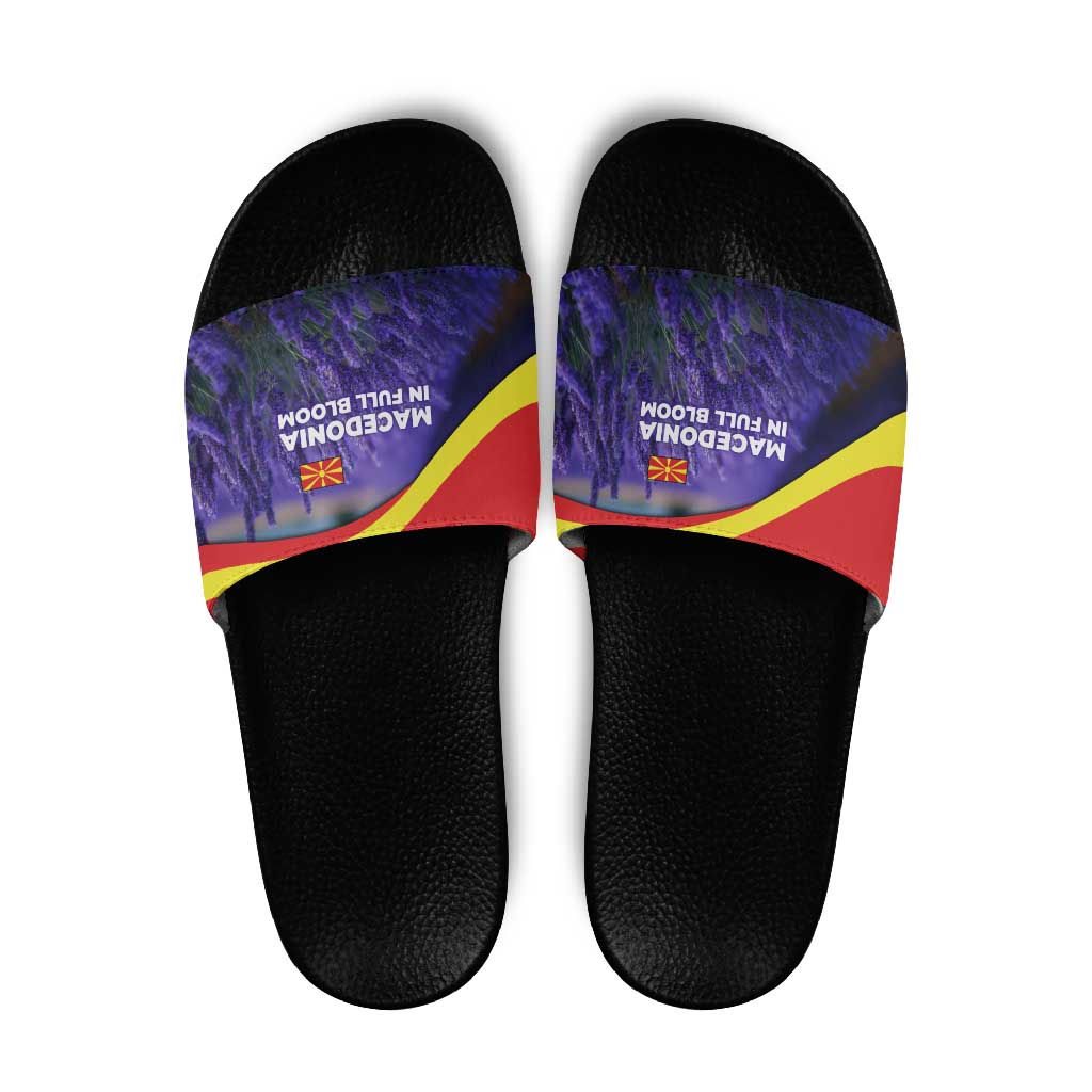 Macedonia Slide Sandals with Lavender Field and Bloom Curve Design TS04