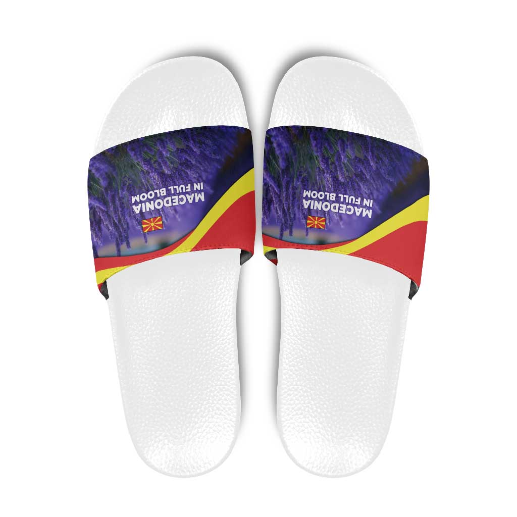 Macedonia Slide Sandals with Lavender Field and Bloom Curve Design TS04