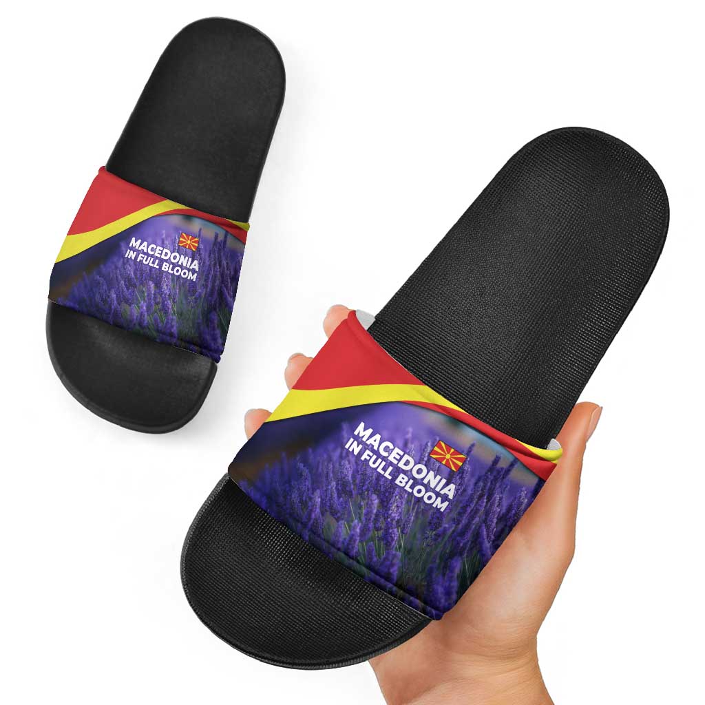 Macedonia Slide Sandals with Lavender Field and Bloom Curve Design TS04
