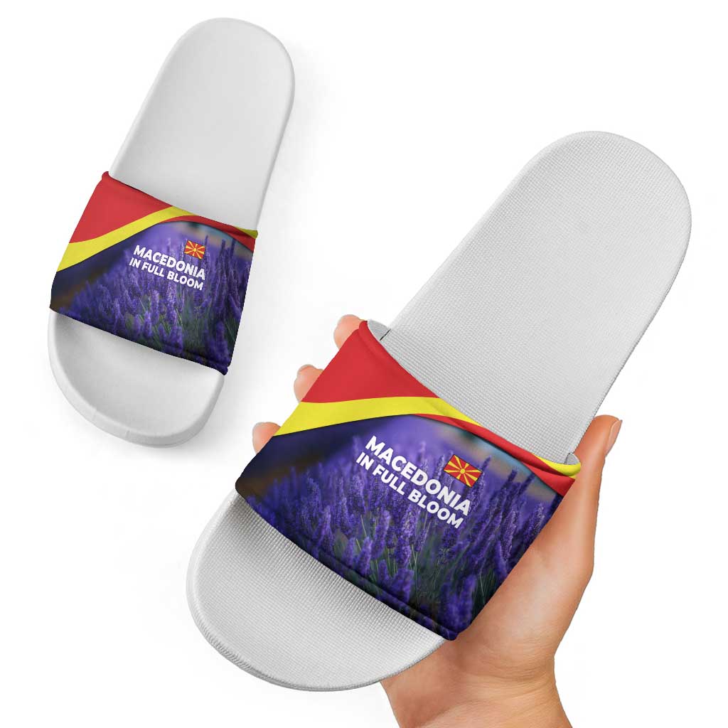 Macedonia Slide Sandals with Lavender Field and Bloom Curve Design TS04