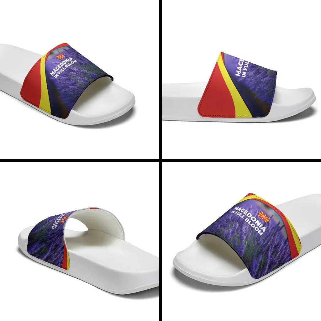 Macedonia Slide Sandals with Lavender Field and Bloom Curve Design TS04