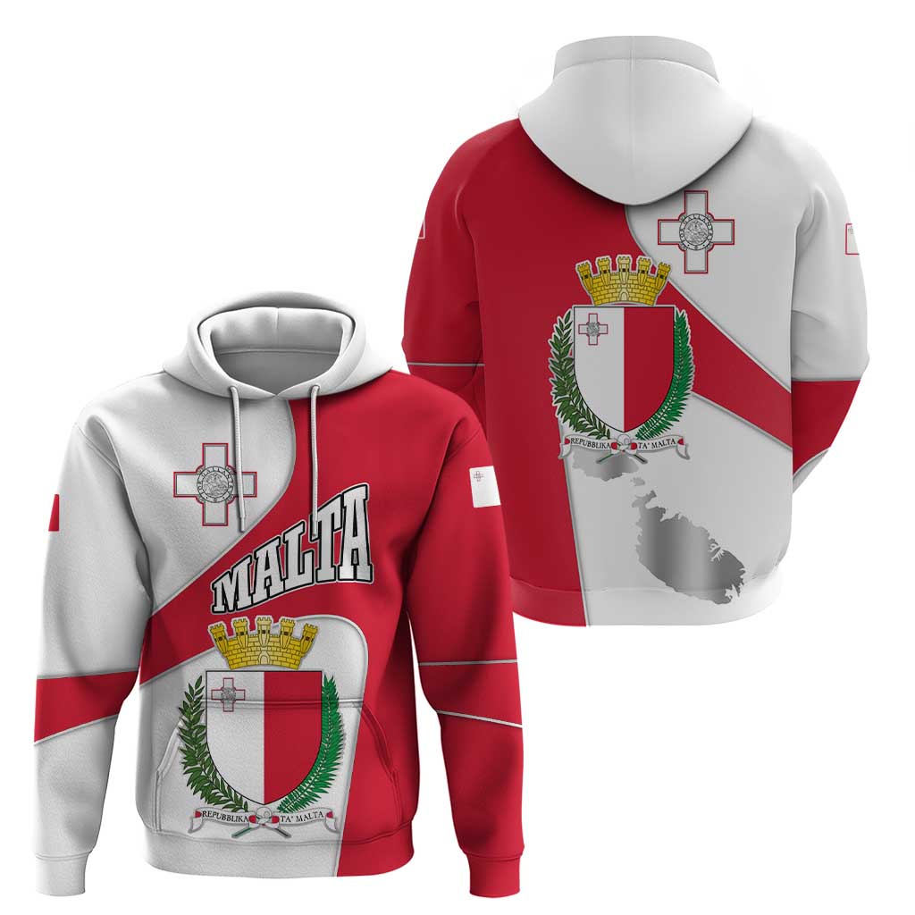 Malta Hoodie with Coat of Arms and Island Map Design TS04