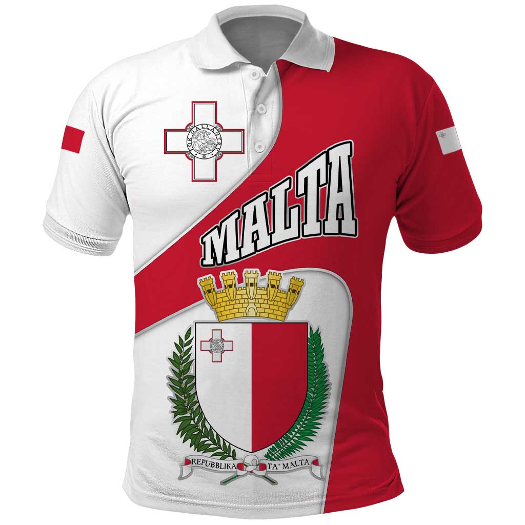 Malta Polo Shirt with Coat of Arms and Island Map Design TS04