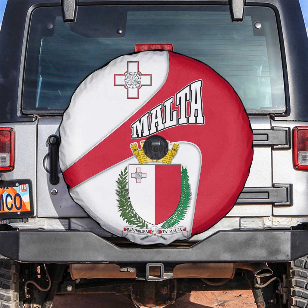 Malta Spare Tire Cover with Coat of Arms and Island Map Design TS04