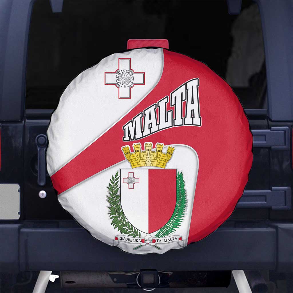 Malta Spare Tire Cover with Coat of Arms and Island Map Design TS04