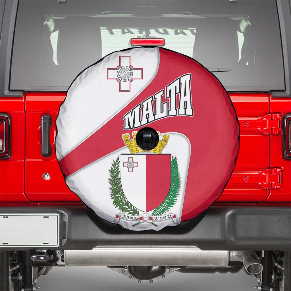 Malta Spare Tire Cover with Coat of Arms and Island Map Design TS04
