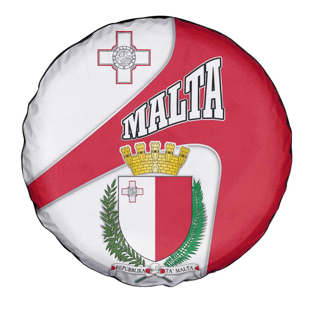 Malta Spare Tire Cover with Coat of Arms and Island Map Design TS04