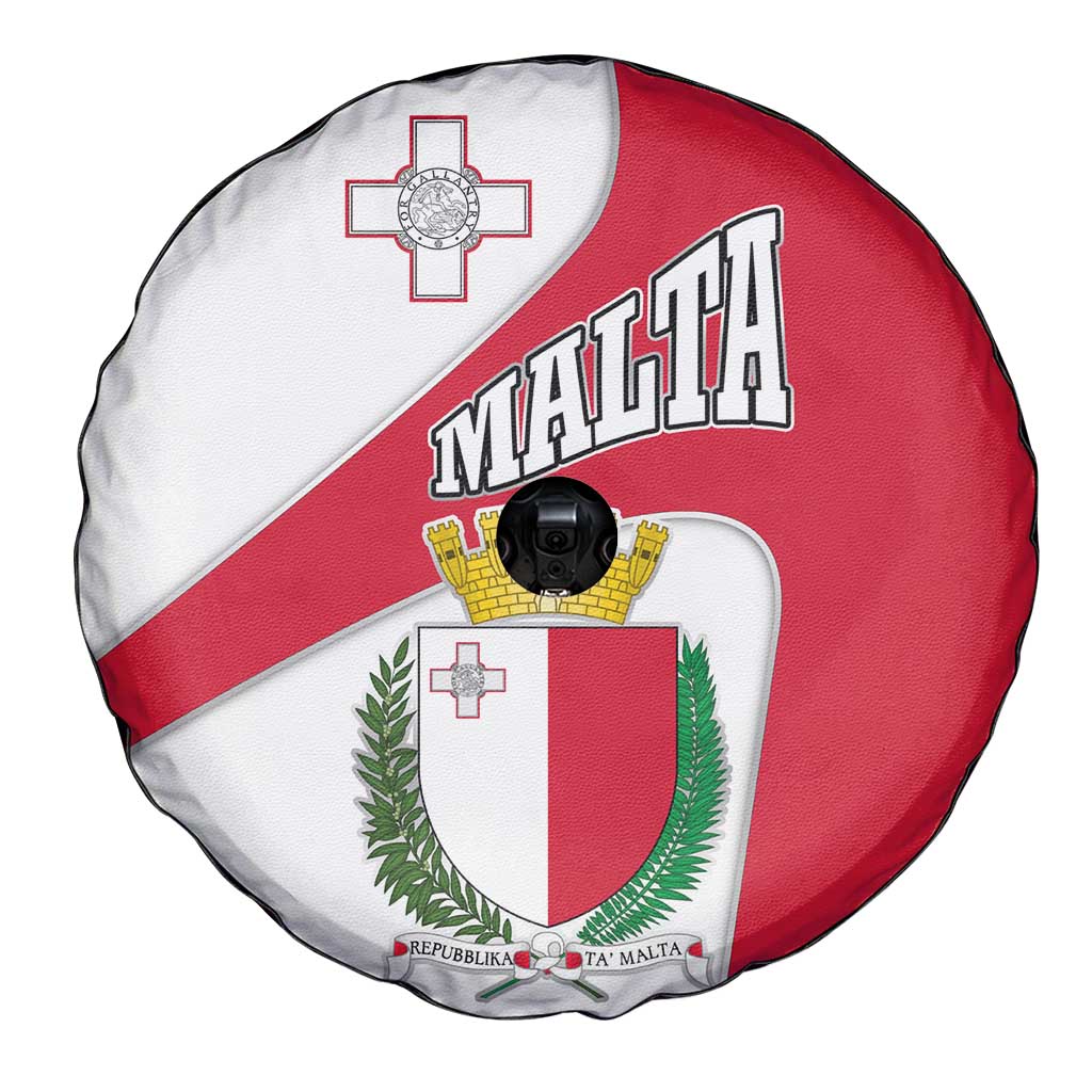 Malta Spare Tire Cover with Coat of Arms and Island Map Design TS04