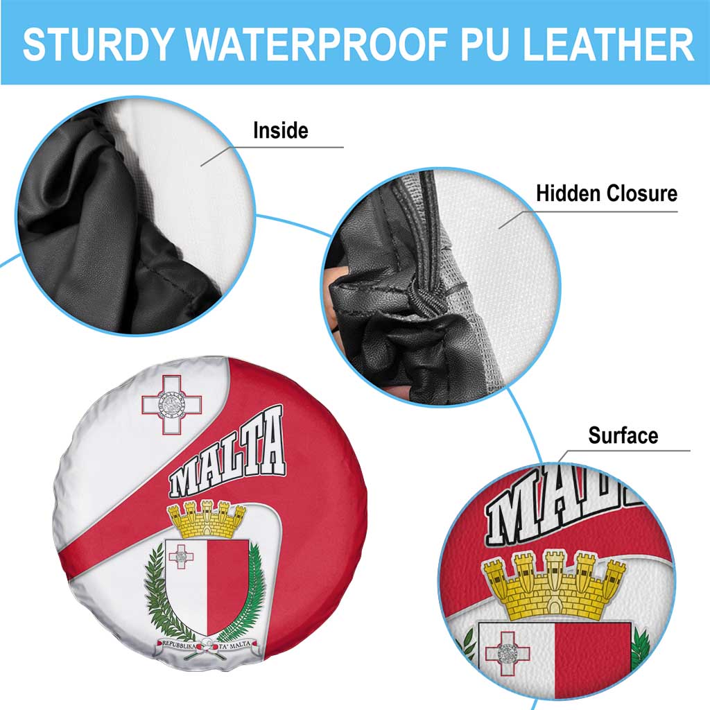 Malta Spare Tire Cover with Coat of Arms and Island Map Design TS04