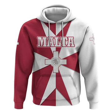 Malta Hoodie with Red White Crossburst Design TS04