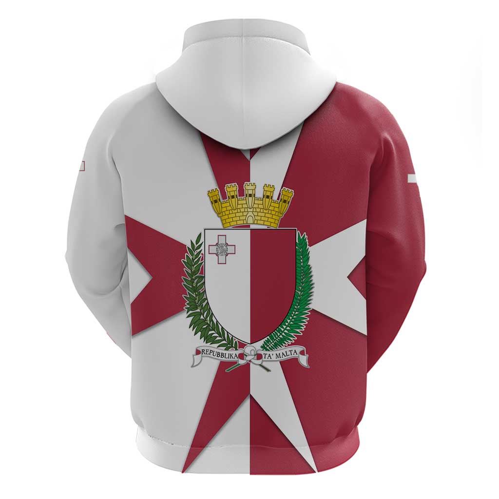 Malta Hoodie with Red White Crossburst Design TS04