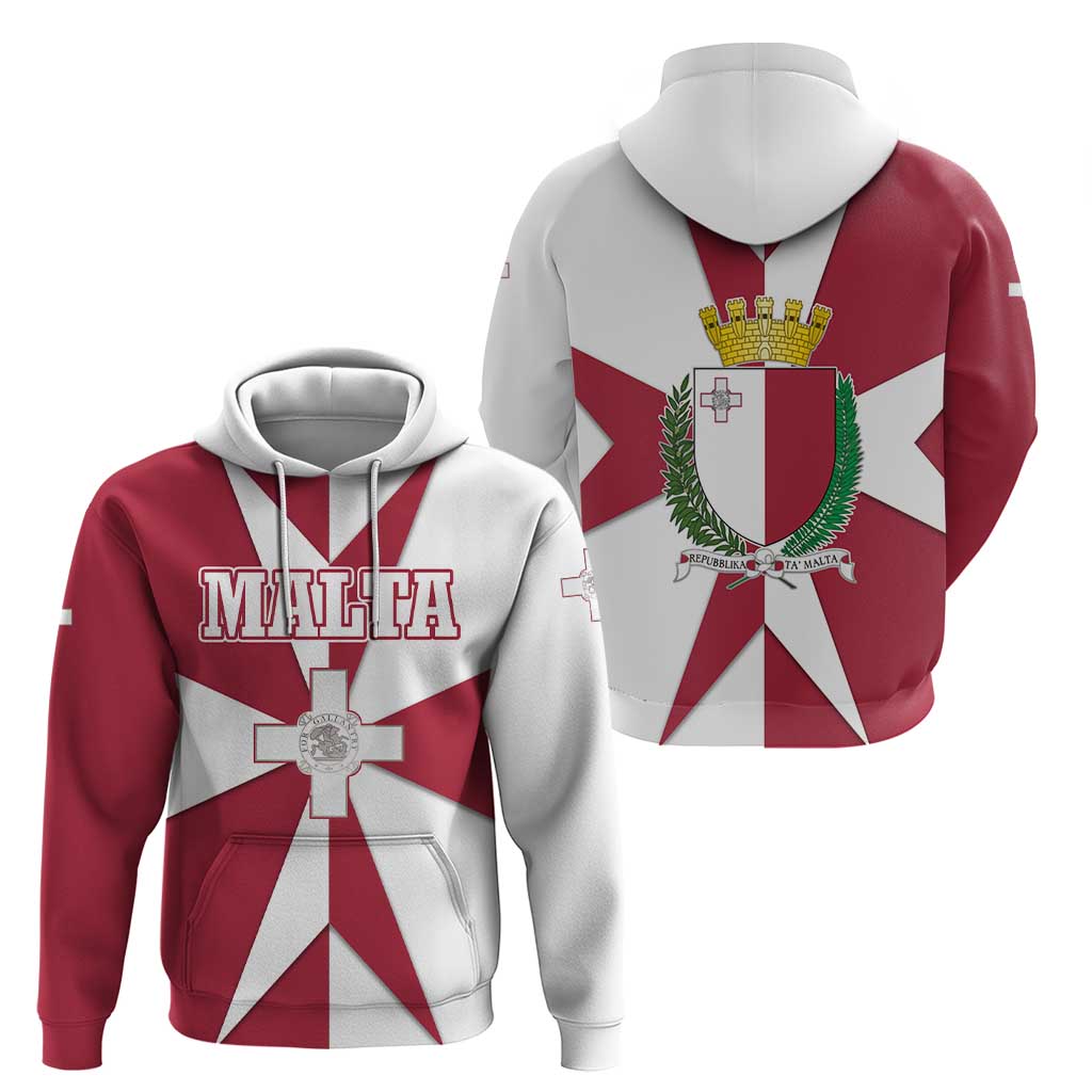 Malta Hoodie with Red White Crossburst Design TS04