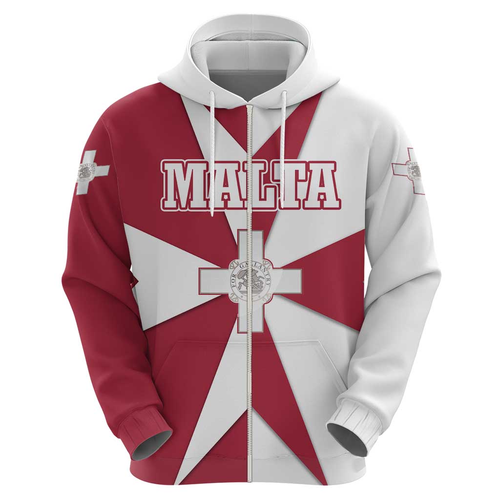 Malta Hoodie with Red White Crossburst Design TS04