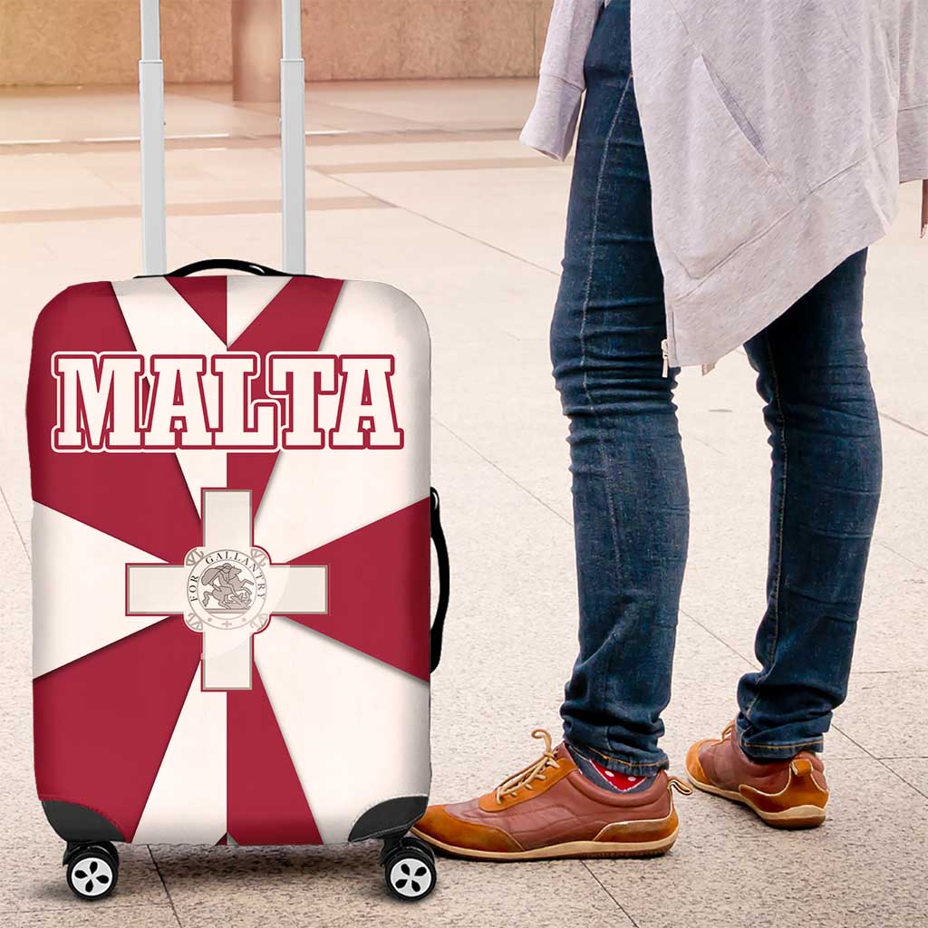 Malta Luggage Cover with Red White Crossburst Design TS04