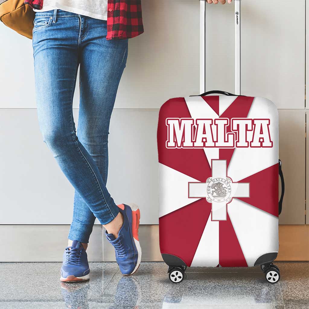 Malta Luggage Cover with Red White Crossburst Design TS04