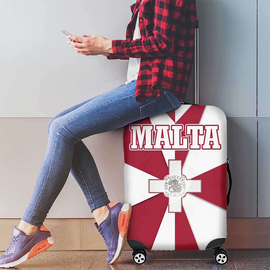 Malta Luggage Cover with Red White Crossburst Design TS04