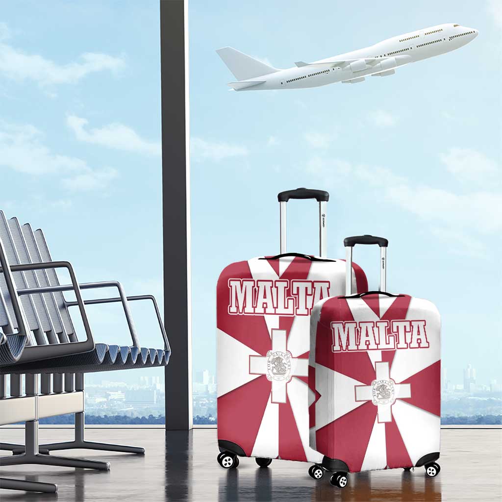 Malta Luggage Cover with Red White Crossburst Design TS04