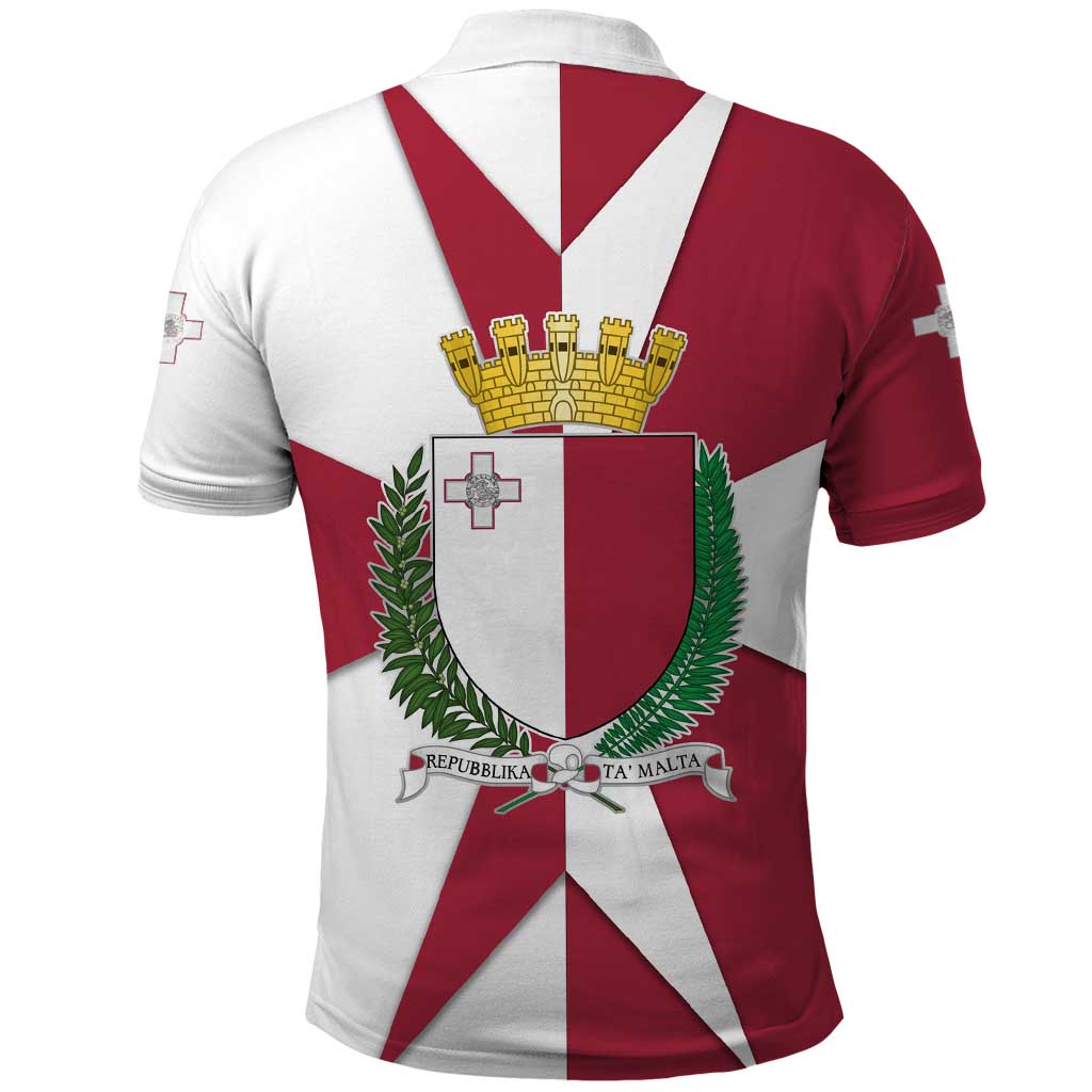 Malta Polo Shirt with Red White Crossburst Design TS04