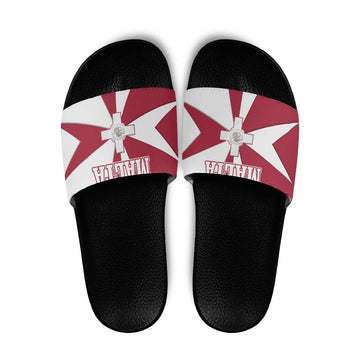 Malta Slide Sandals with Red White Crossburst Design TS04