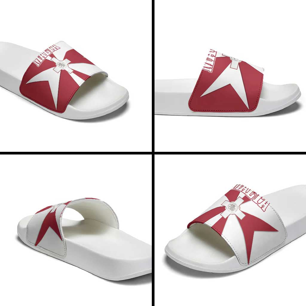 Malta Slide Sandals with Red White Crossburst Design TS04