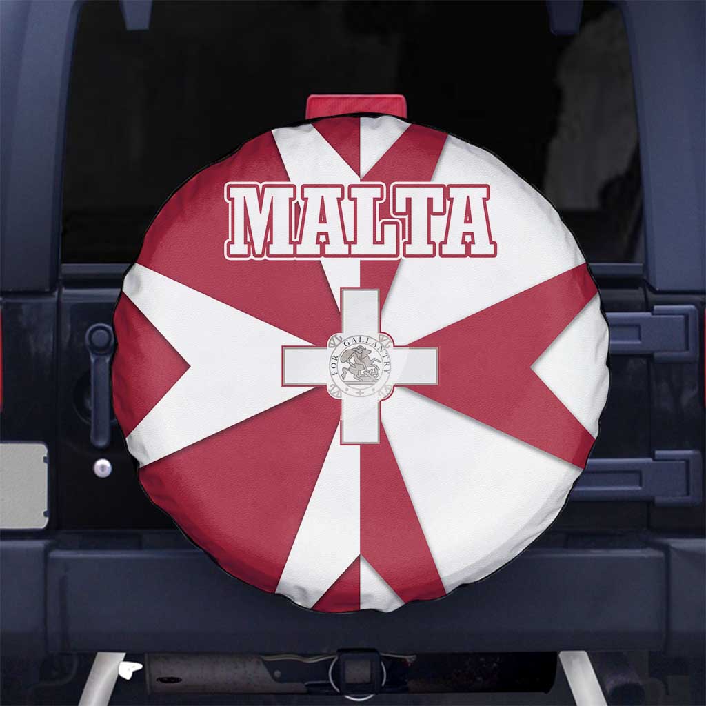 Malta Spare Tire Cover with Red White Crossburst Design TS04