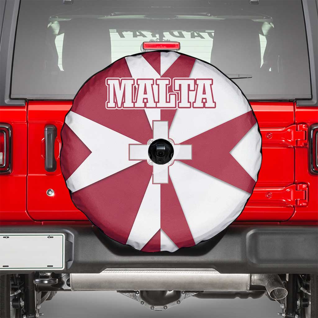 Malta Spare Tire Cover with Red White Crossburst Design TS04