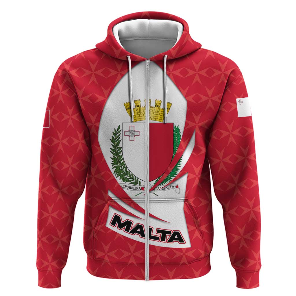 Malta Hoodie with Red White Swirl Design TS04
