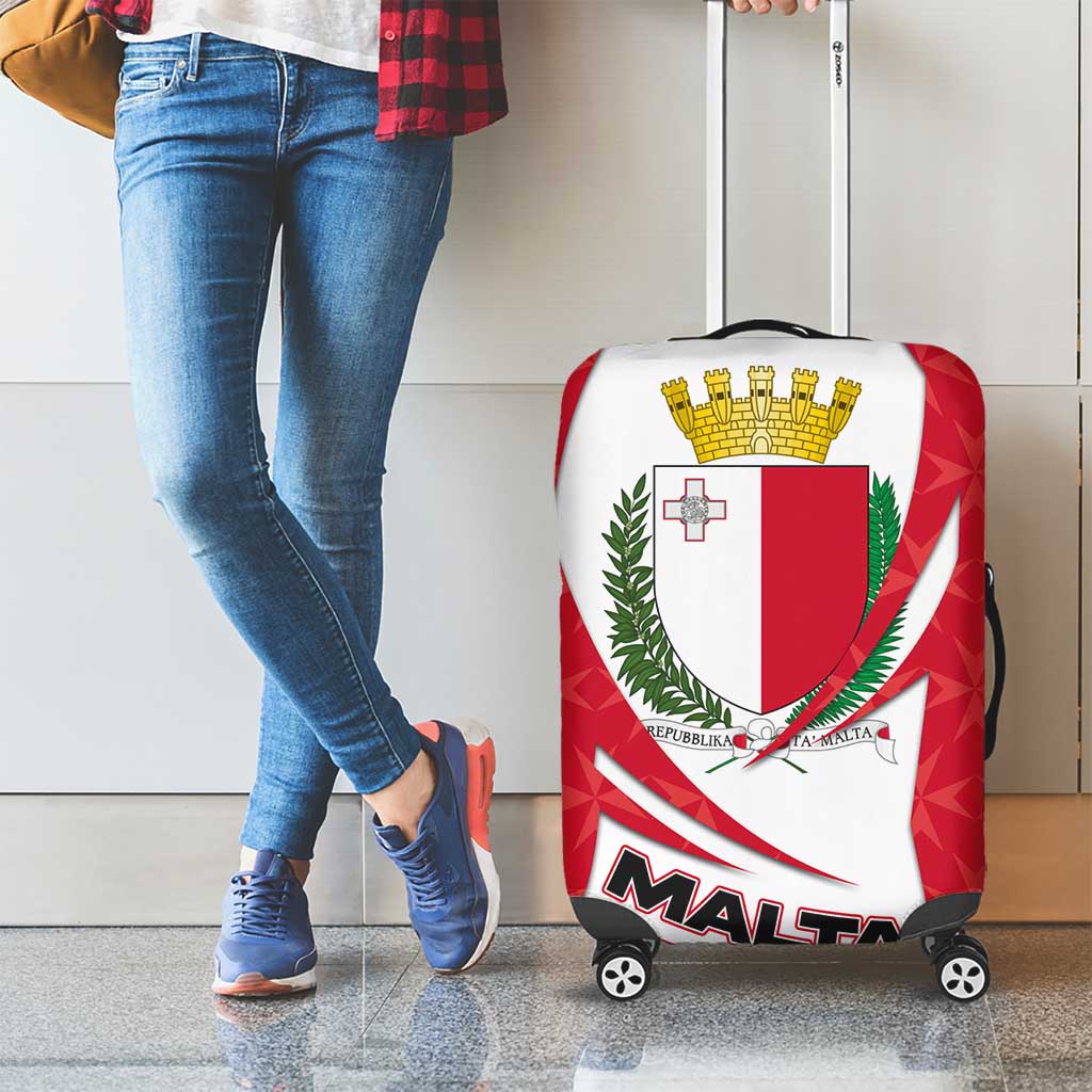 Malta Luggage Cover with Red White Swirl Design TS04