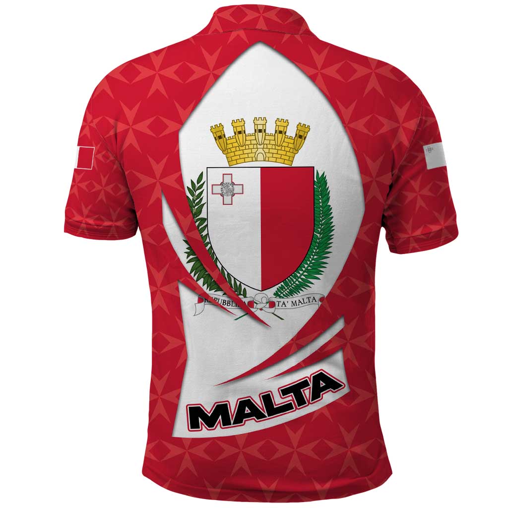Malta Polo Shirt with Red White Swirl Design TS04