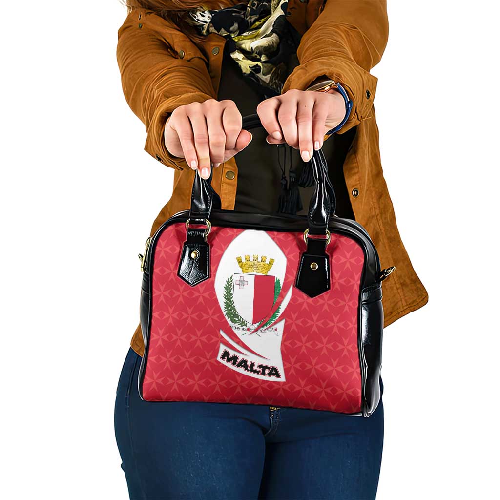 Malta Shoulder Handbag with Red White Swirl Design TS04