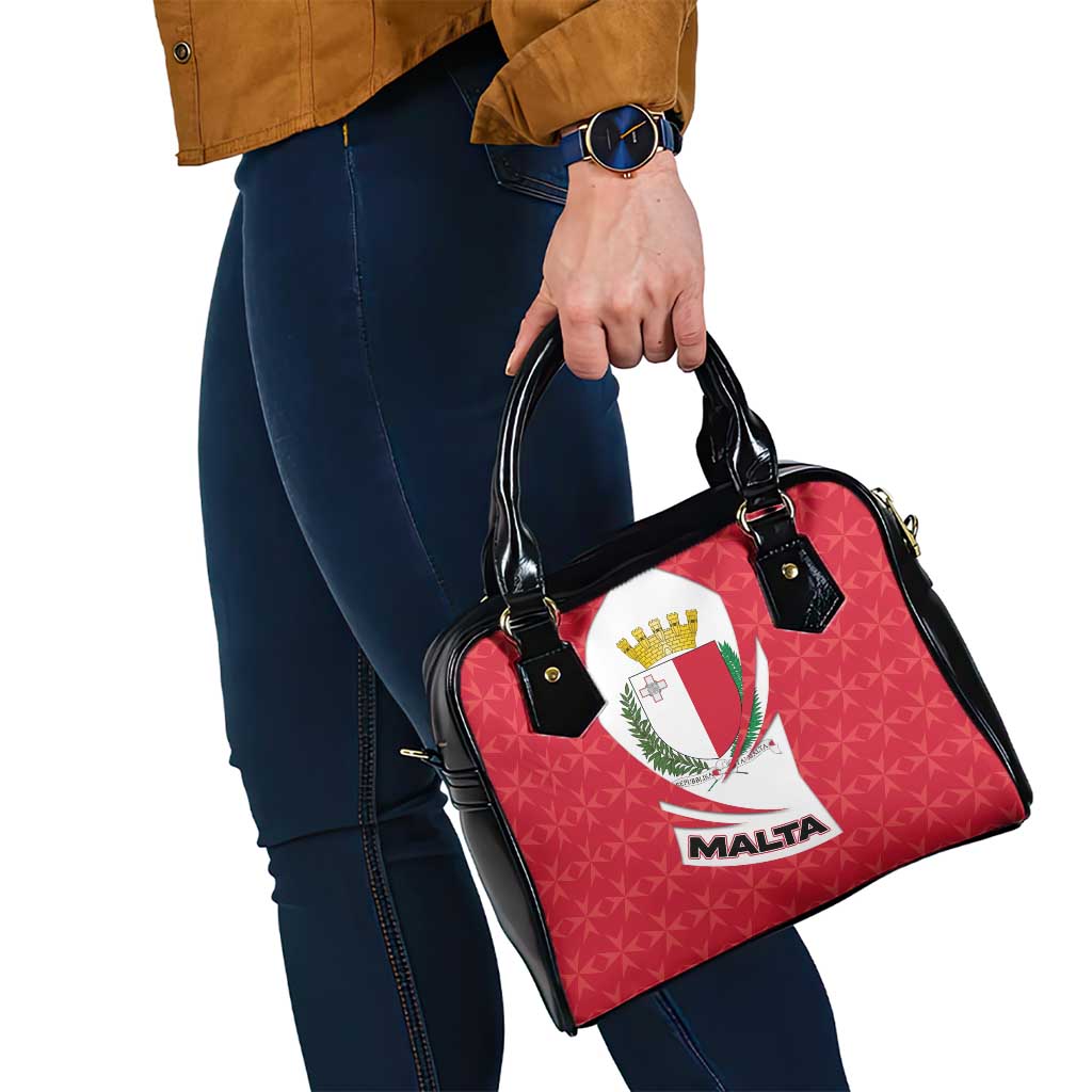 Malta Shoulder Handbag with Red White Swirl Design TS04