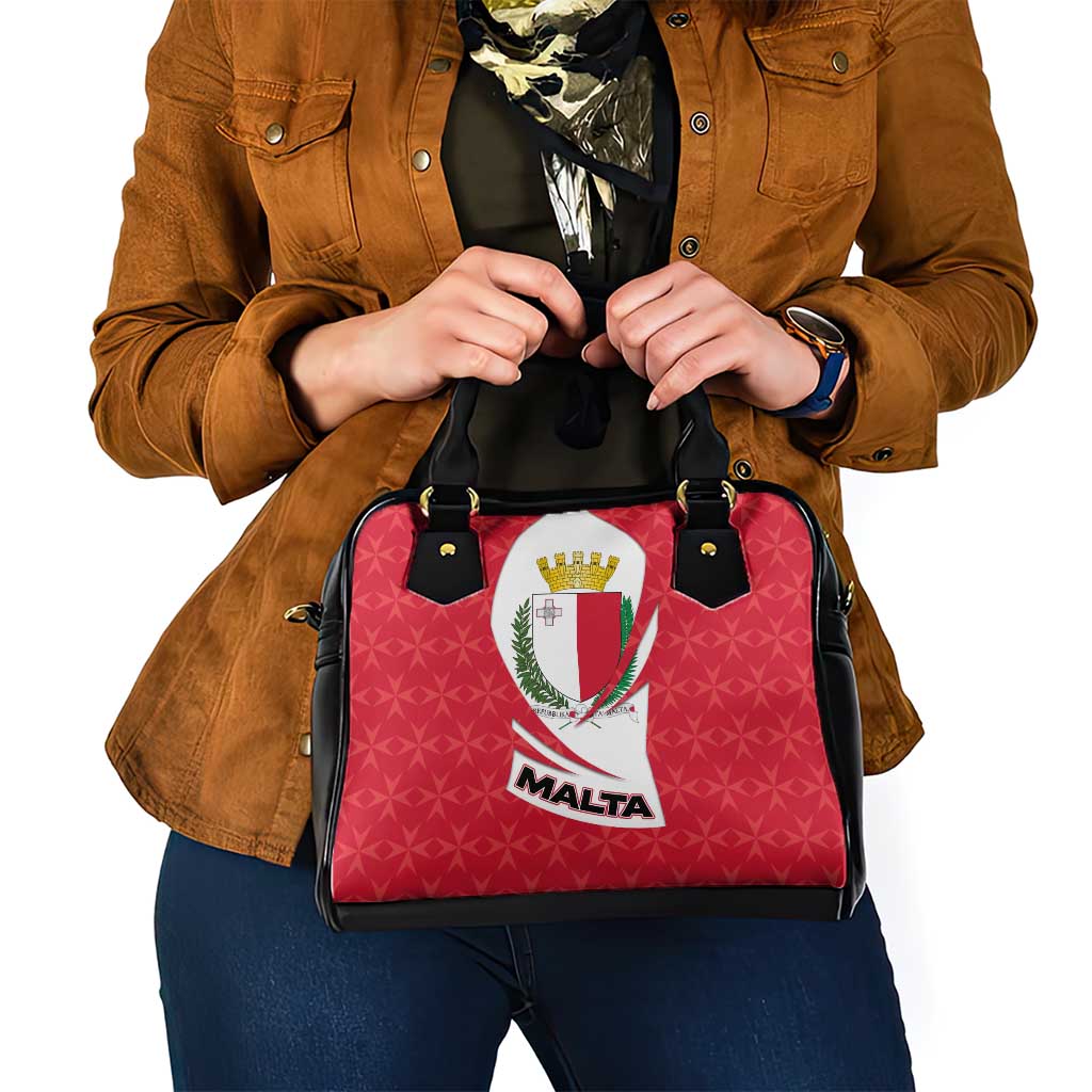 Malta Shoulder Handbag with Red White Swirl Design TS04