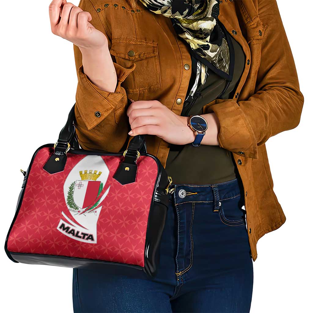 Malta Shoulder Handbag with Red White Swirl Design TS04