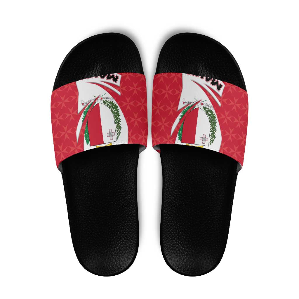 Malta Slide Sandals with Red White Swirl Design TS04