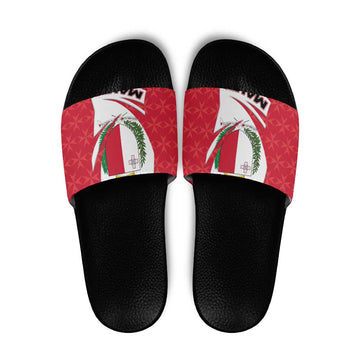 Malta Slide Sandals with Red White Swirl Design TS04