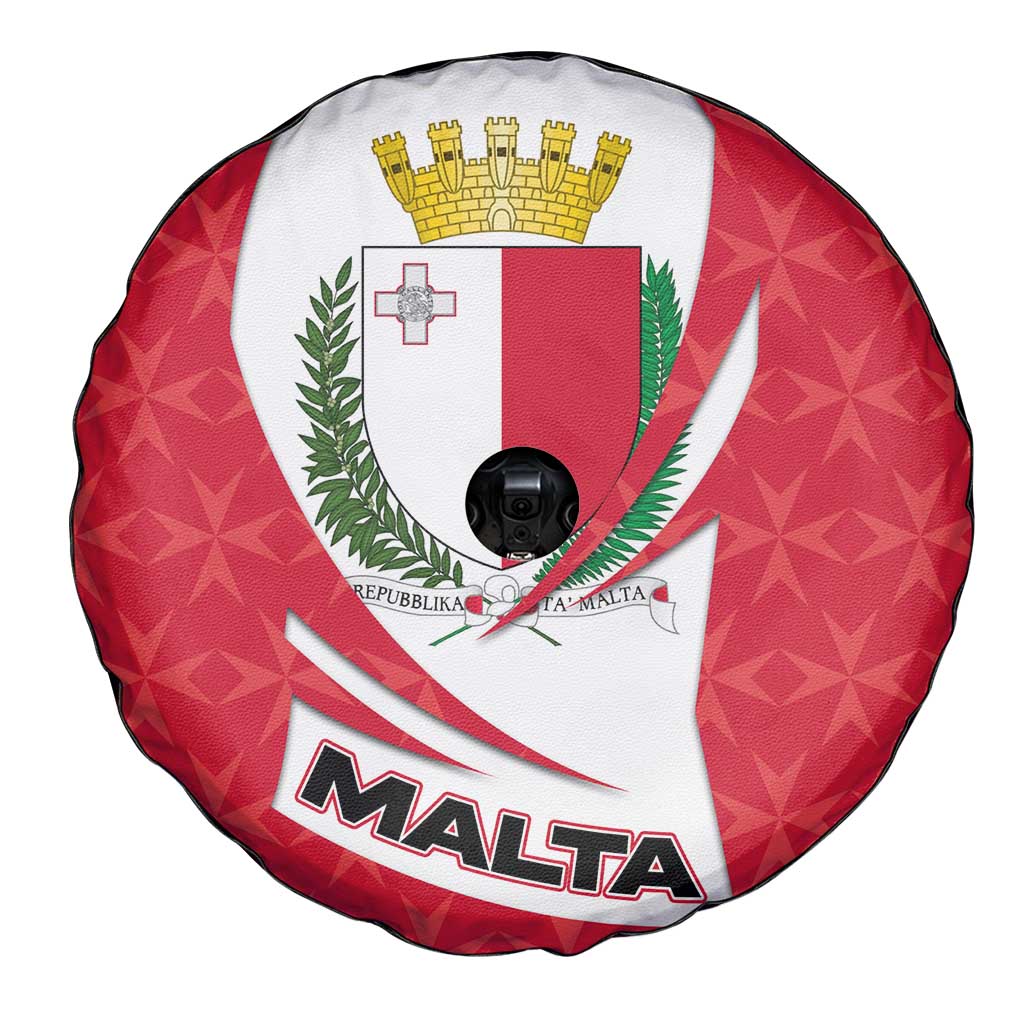Malta Spare Tire Cover with Red White Swirl Design TS04
