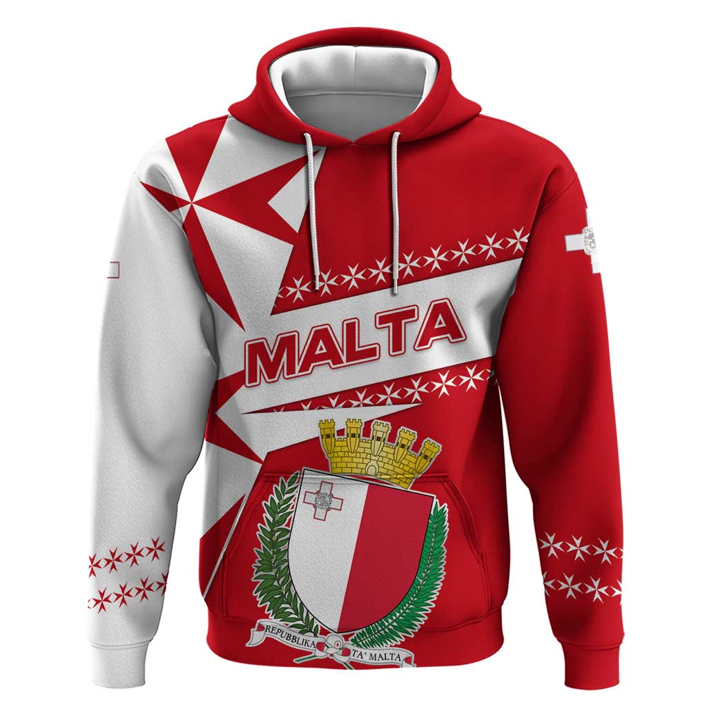Malta Hoodie with Red White Starburst Design TS04