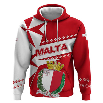 Malta Hoodie with Red White Starburst Design TS04