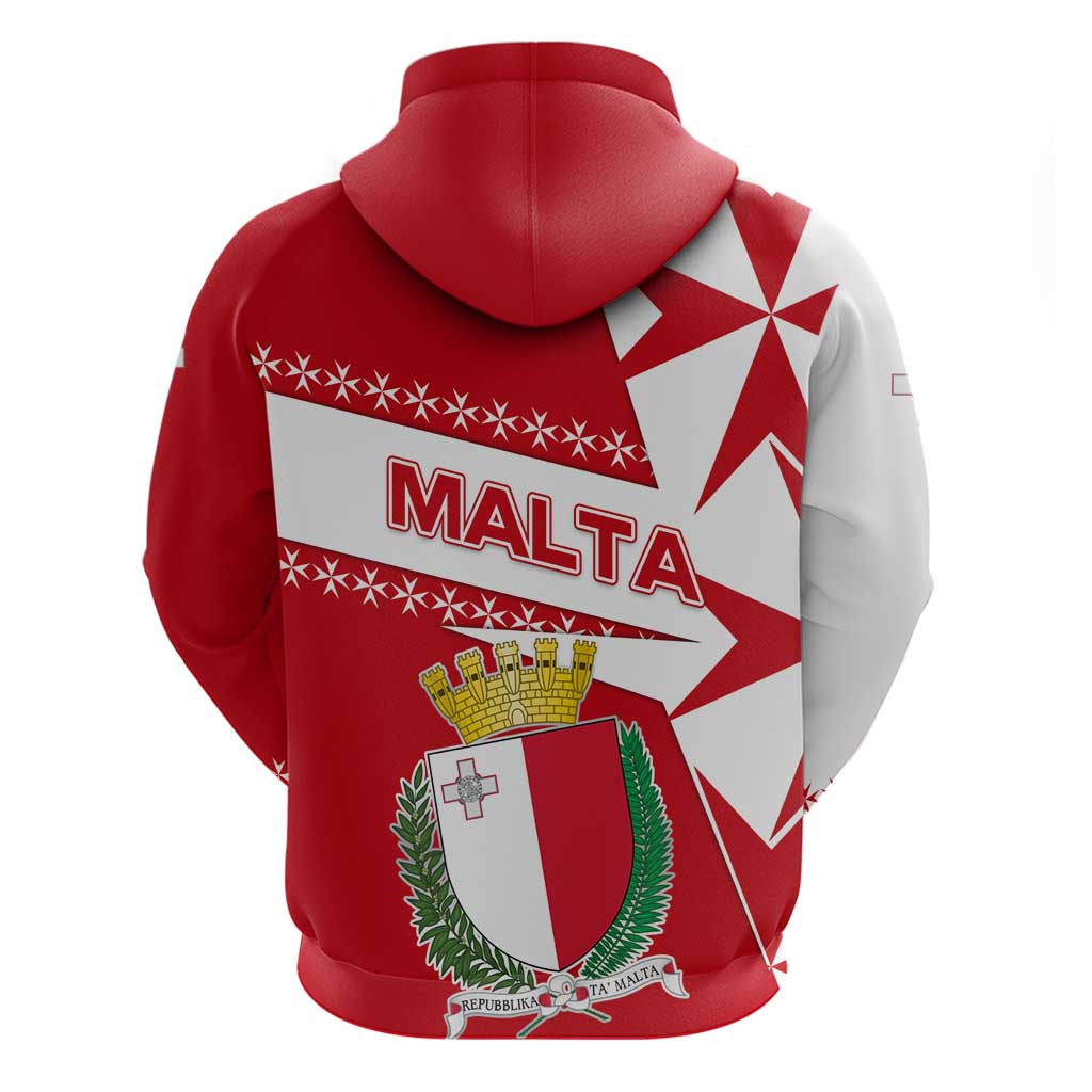 Malta Hoodie with Red White Starburst Design TS04