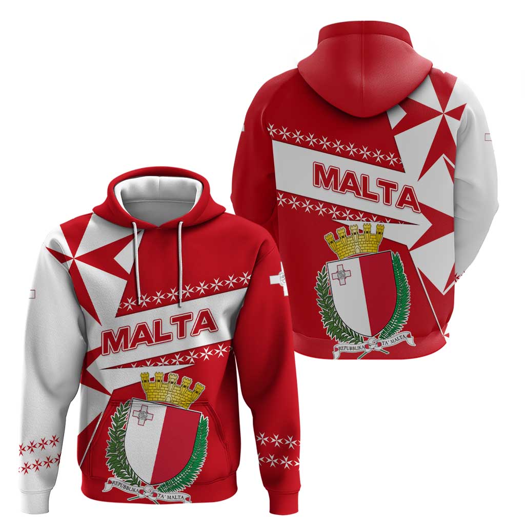 Malta Hoodie with Red White Starburst Design TS04