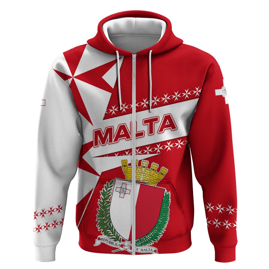 Malta Hoodie with Red White Starburst Design TS04