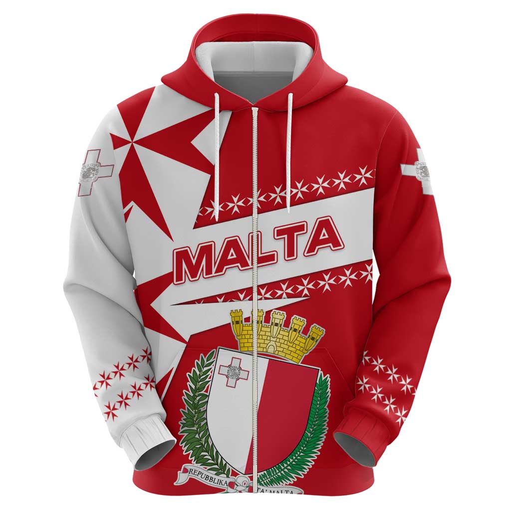 Malta Hoodie with Red White Starburst Design TS04