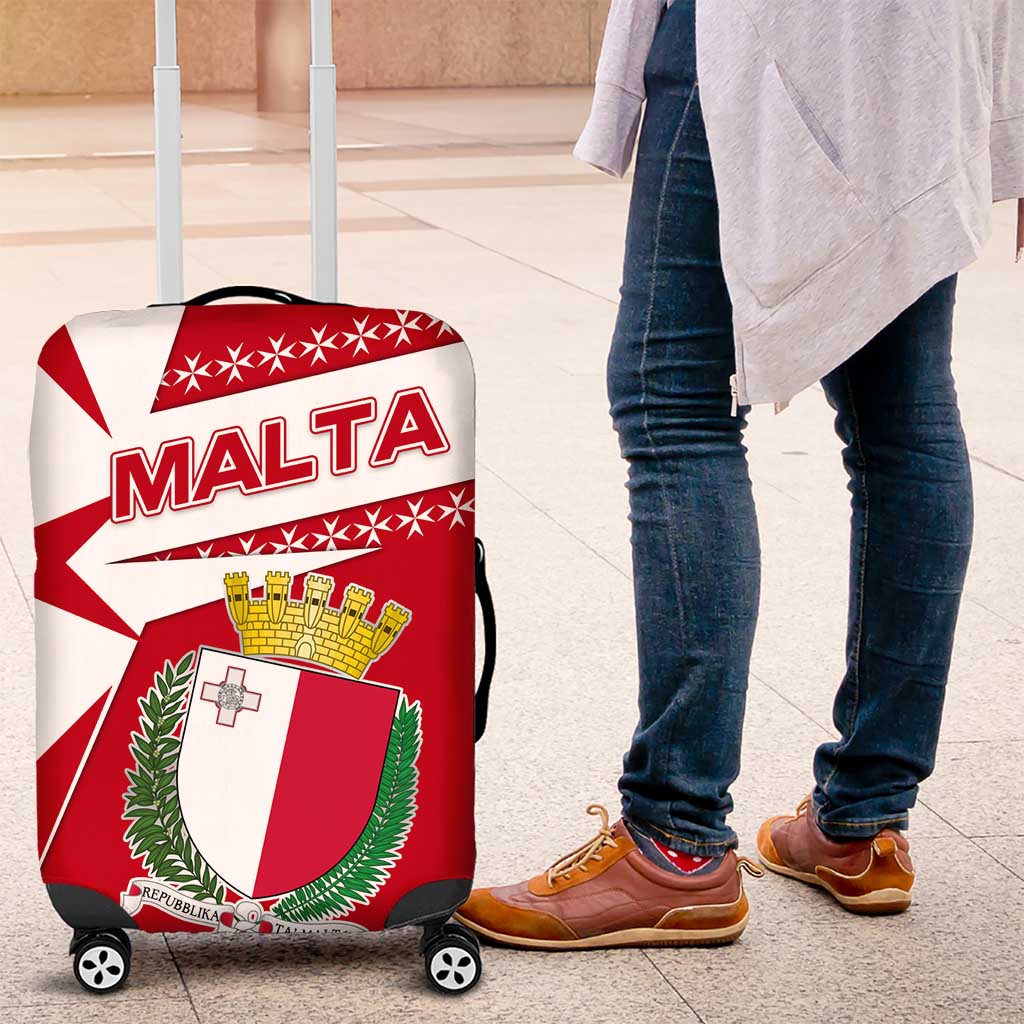 Malta Luggage Cover with Red White Starburst Design TS04