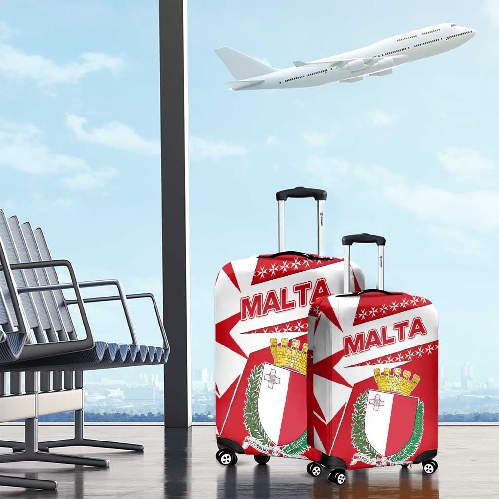 Malta Luggage Cover with Red White Starburst Design TS04