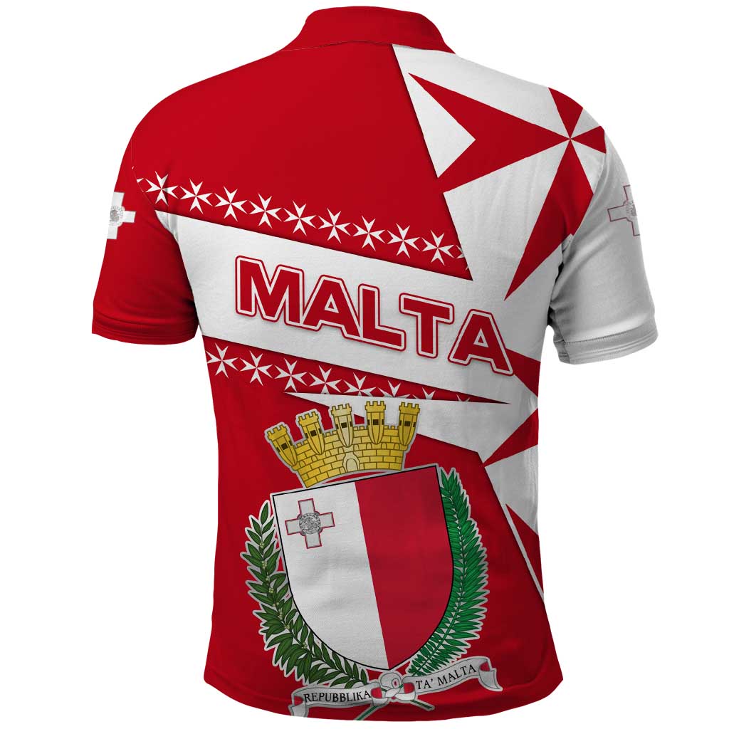 Malta Polo Shirt with Red White Starburst Design TS04