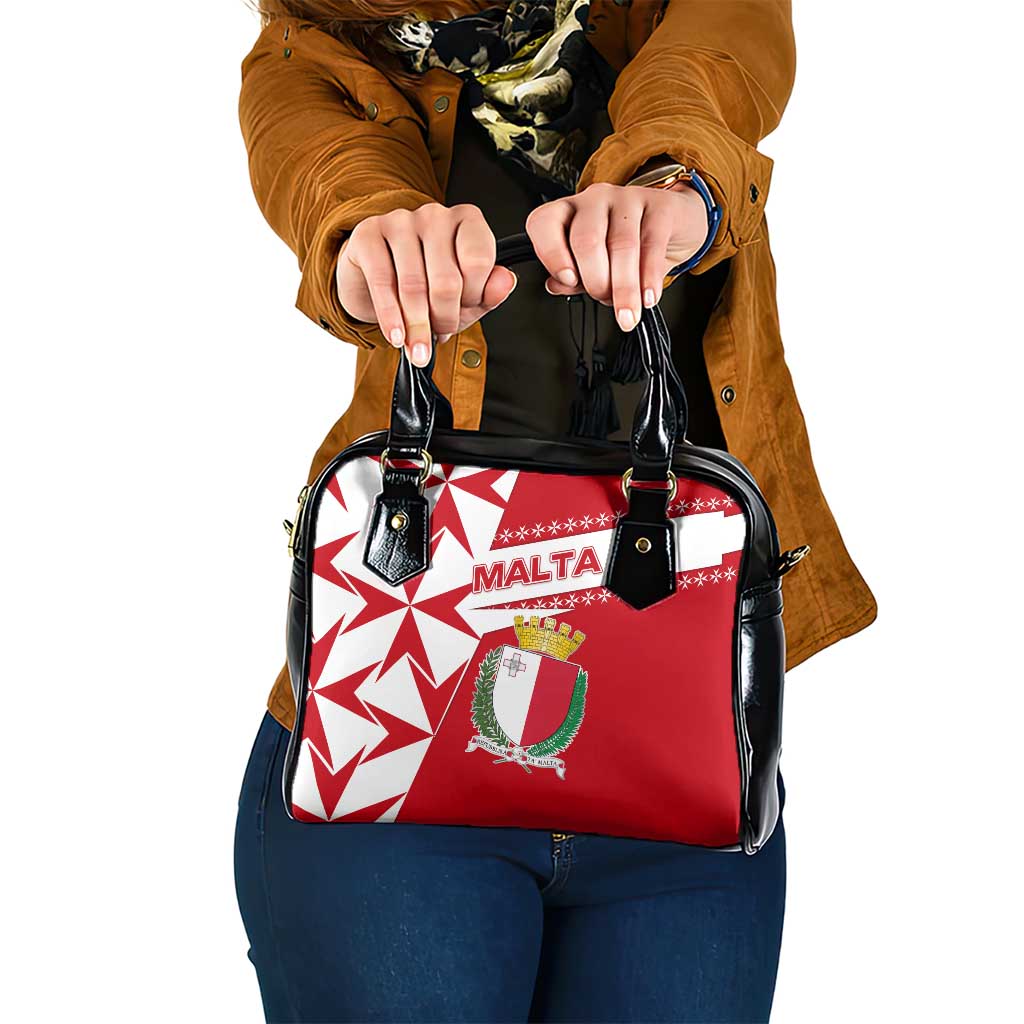 Malta Shoulder Handbag with Red White Starburst Design TS04