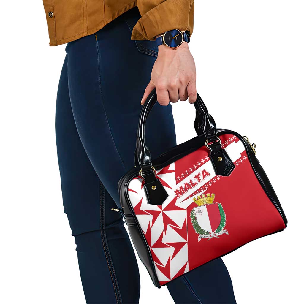 Malta Shoulder Handbag with Red White Starburst Design TS04